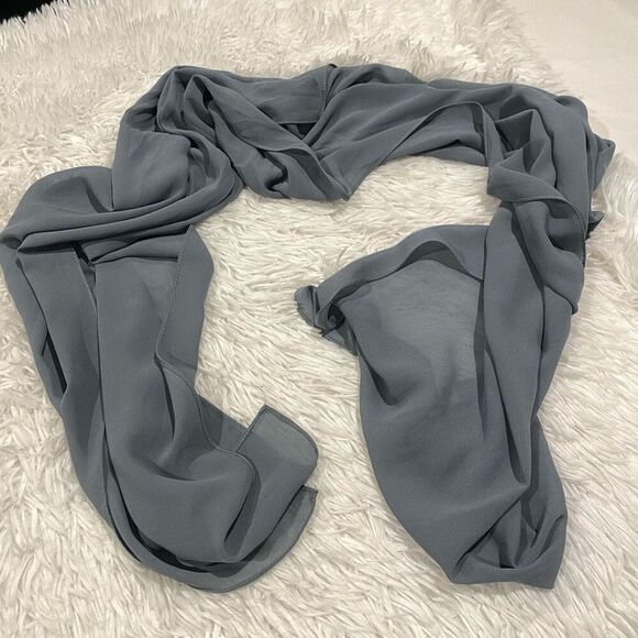 NEW MGNY by Mori Lee Embellished Bodice Cap Sleeve Maxi Dress Gown in Steel Gray - Picture 12 of 13